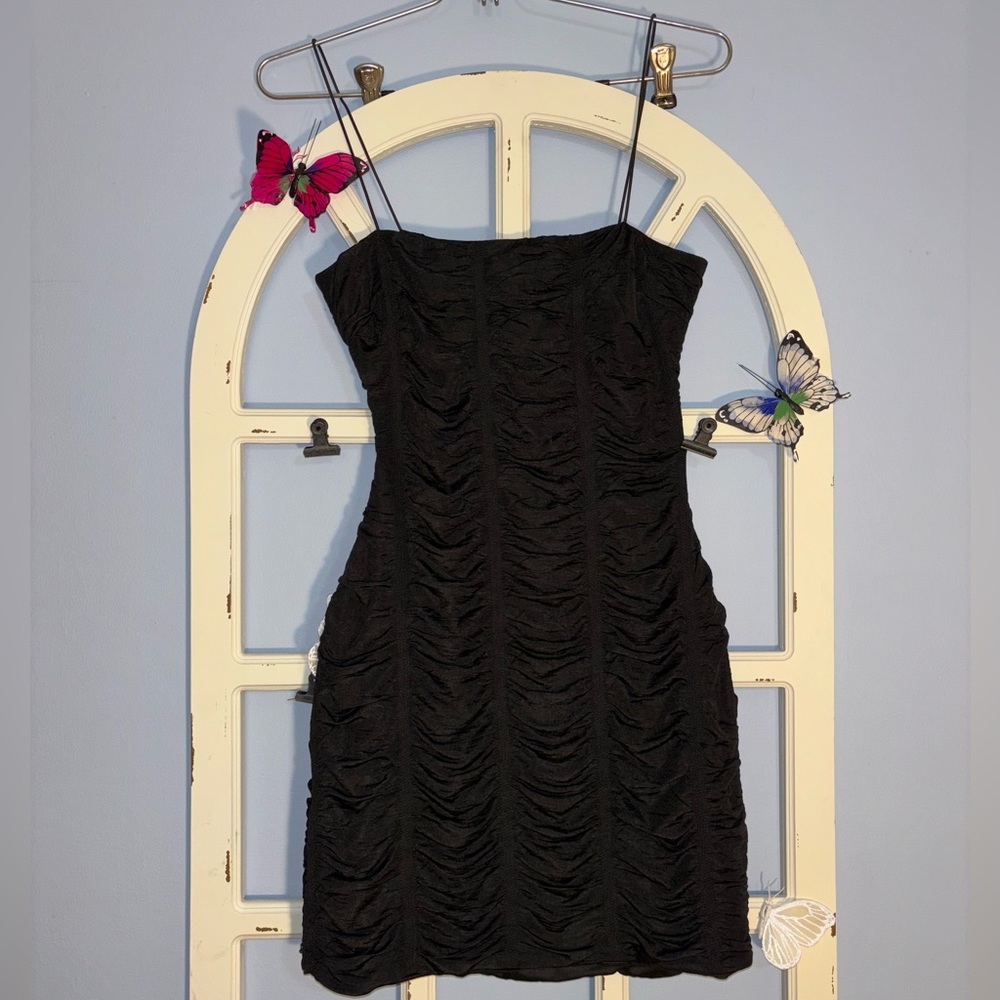 Black Ruched Mini Dress